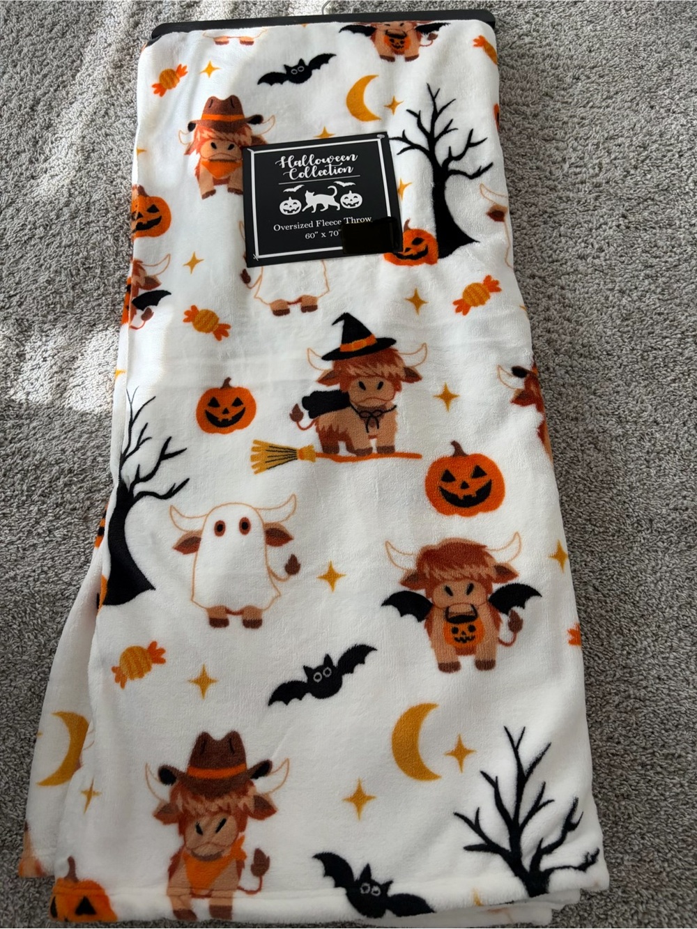 Highland Cow Halloween Collection 60”x70” Fleece Throw